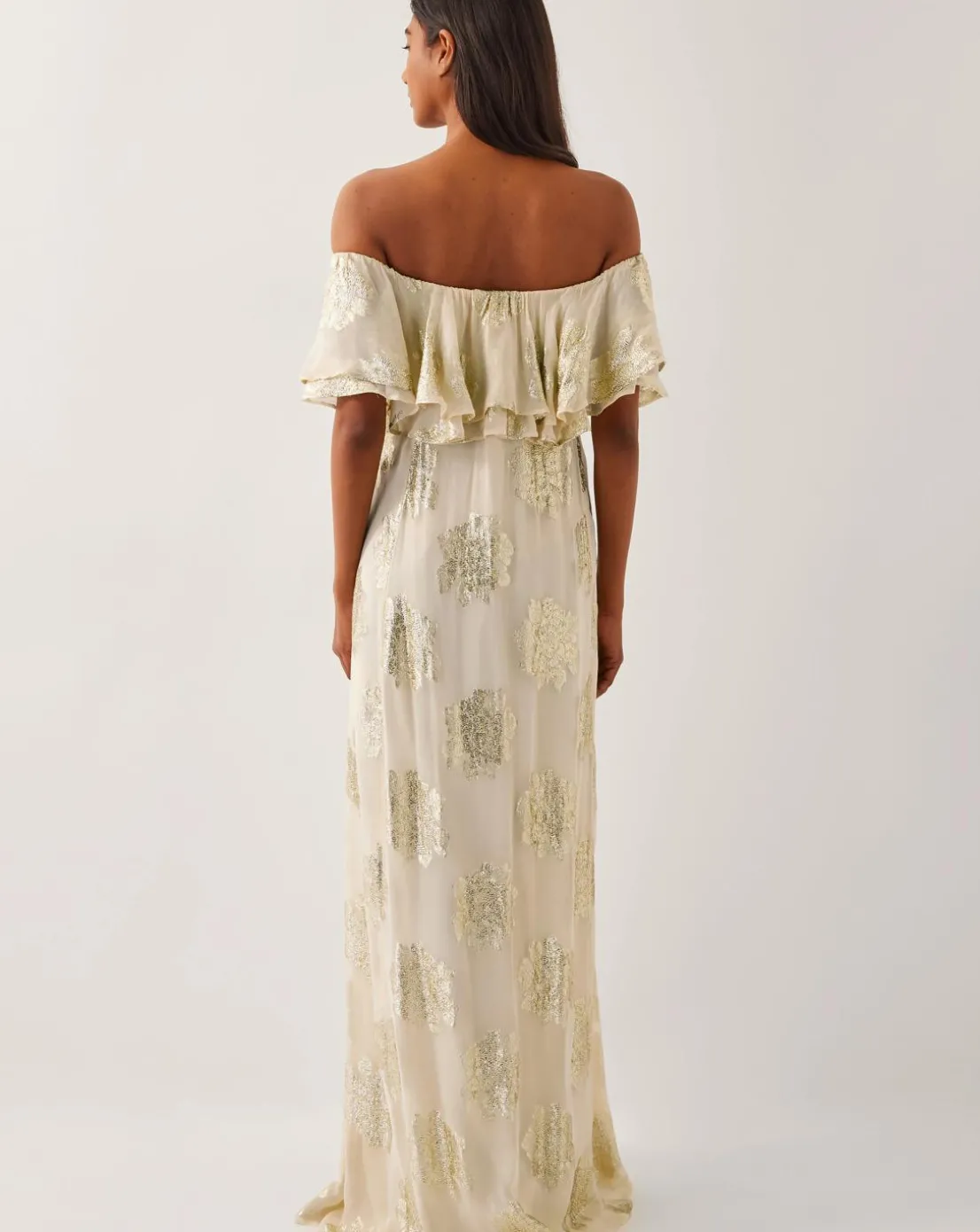 Monsoon Lyra Metallic Ruffle Maxi Dress