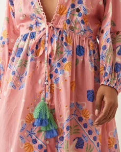 Monsoon Mabel Shell Print Cotton Kaftan Dress
