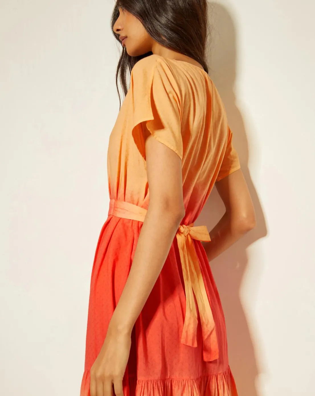 Monsoon Maya Dip Dye Tiered Midi Dress