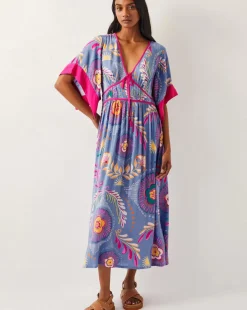 Monsoon Monika Short Sleeve Floral Print Midi Dress