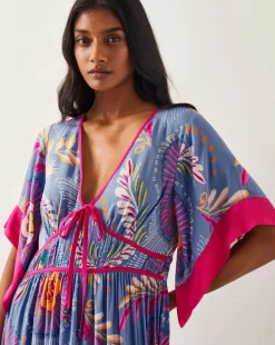 Monsoon Monika Short Sleeve Floral Print Midi Dress