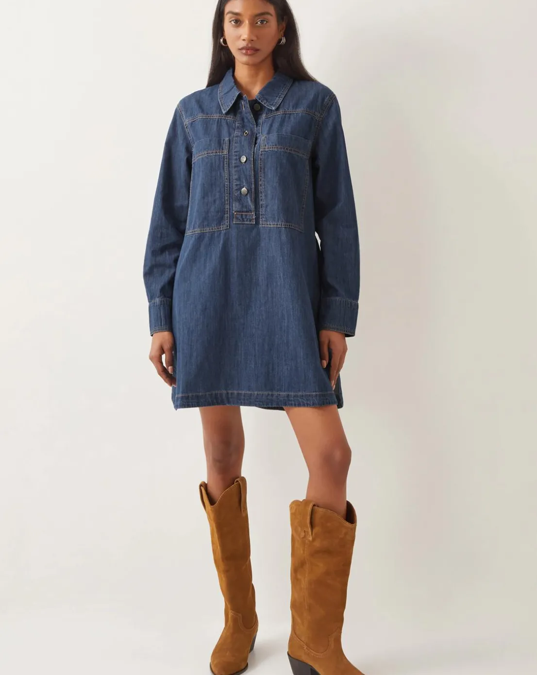 Monsoon Nara Denim Tunic Shirt Dress