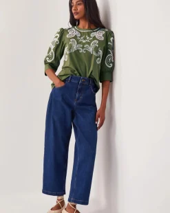 Monsoon Noemi Embroidered Cotton Top