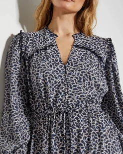 Monsoon Noiv Scallop Print Jersey Midi Dress