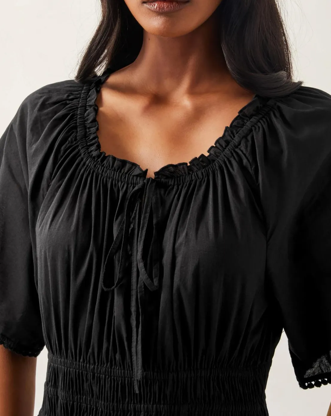 Monsoon Nora Short Sleeve Cotton Midi Dress