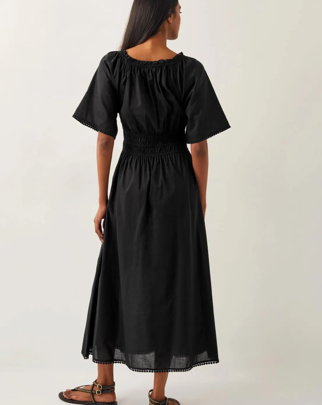 Monsoon Nora Short Sleeve Cotton Midi Dress