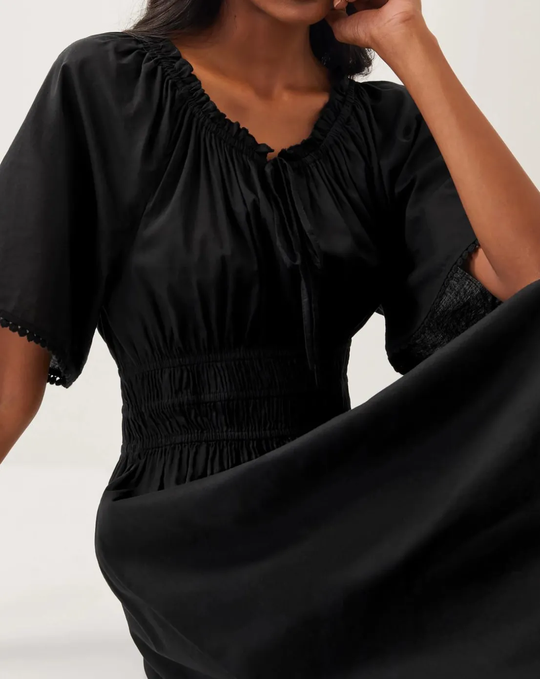 Monsoon Nora Short Sleeve Cotton Midi Dress