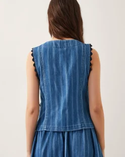 Monsoon Ottilie Denim Stripe Waistcoat