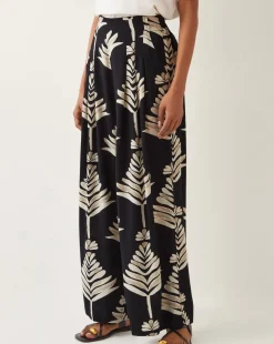 Monsoon Pamela Leaf Print Wide Leg Trousers