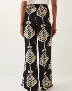Monsoon Pamela Leaf Print Wide Leg Trousers