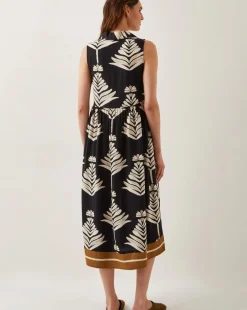 Monsoon Pamela Sleeveless Leaf Print Midi Dress