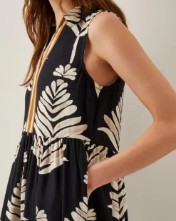 Monsoon Pamela Sleeveless Leaf Print Midi Dress