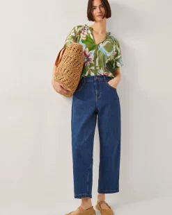 Monsoon Piper Floral Linen-Blend Top