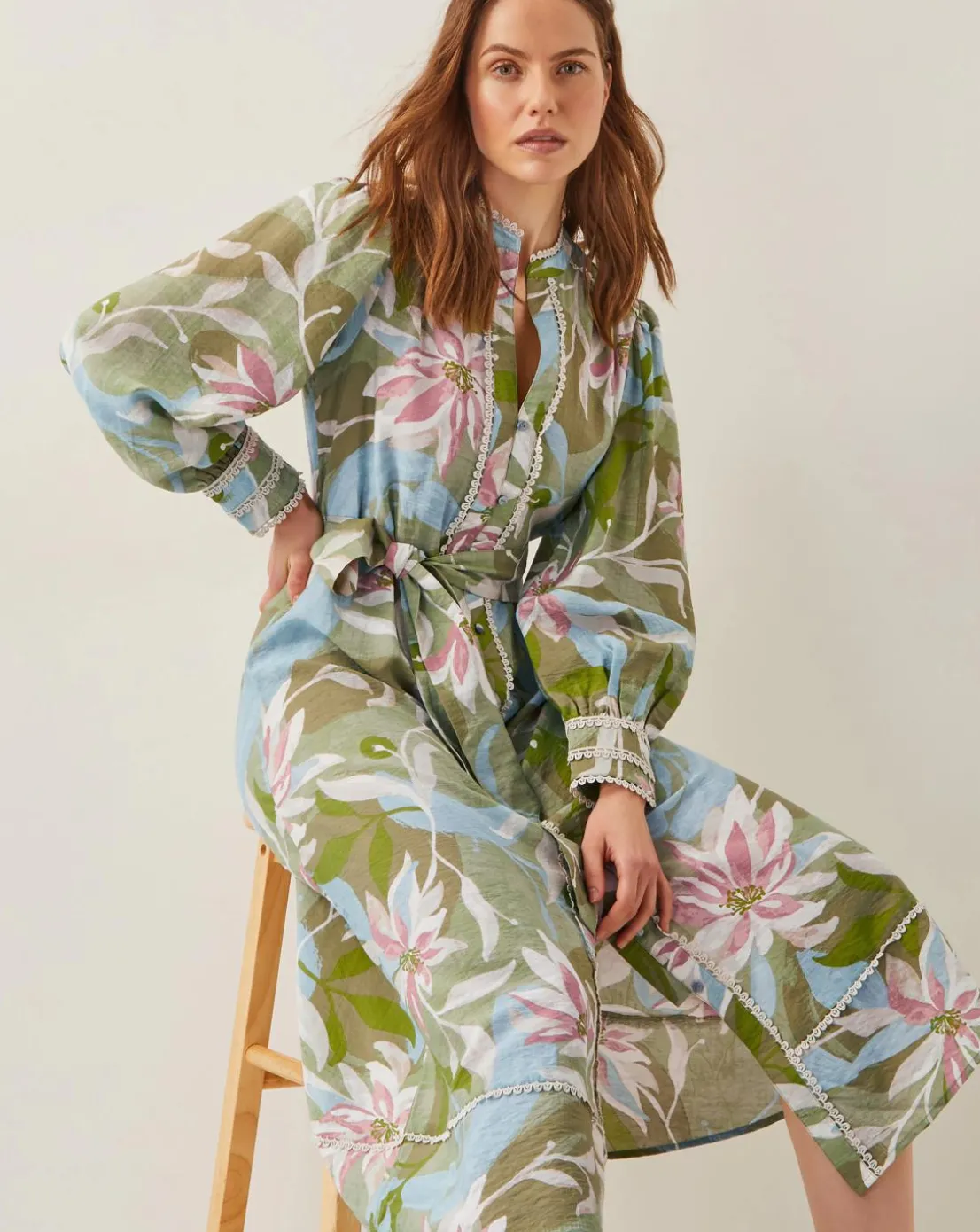 Monsoon Piper Floral Print Midi Dress