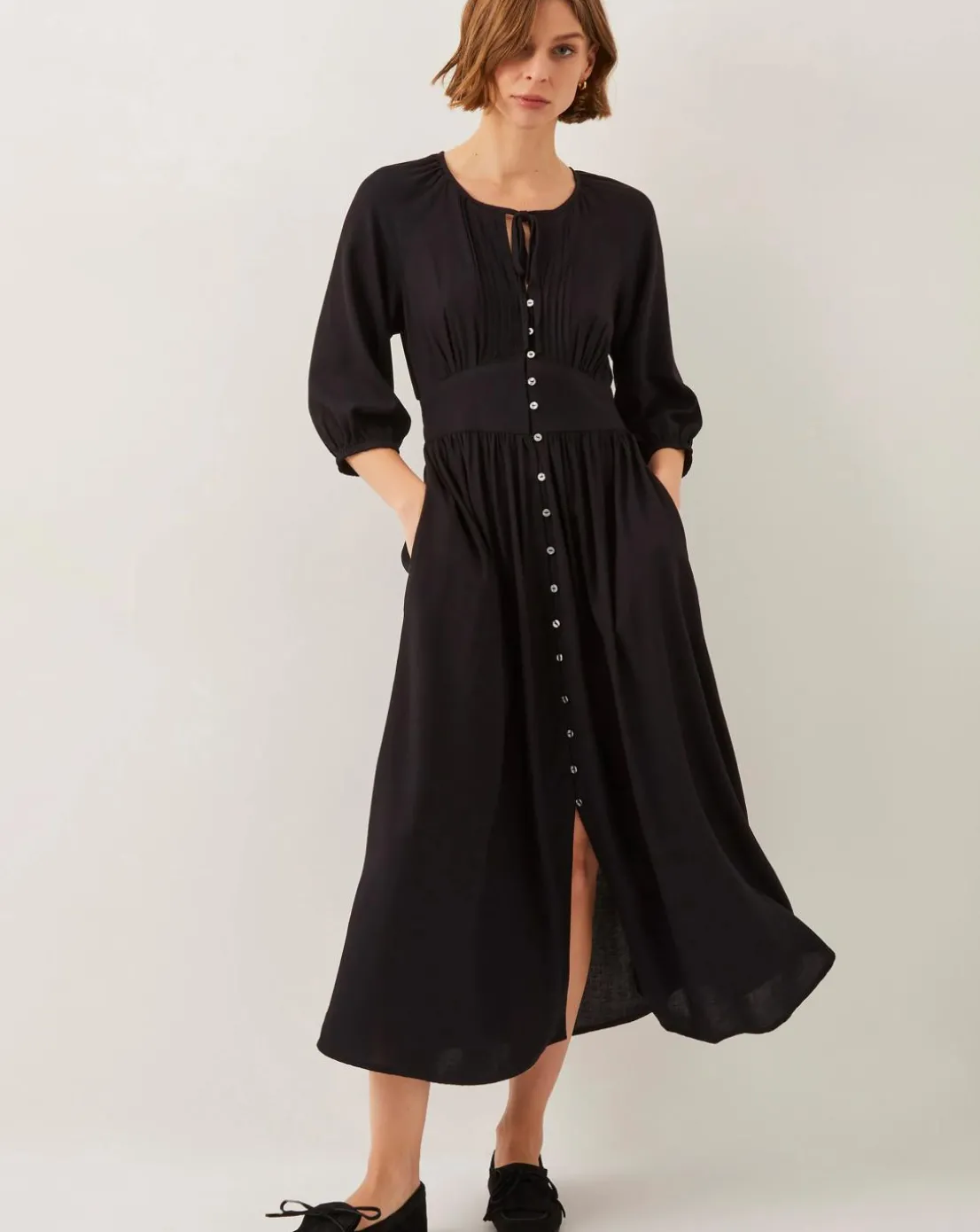 Monsoon Polly Pintuck Pleat Midi Dress