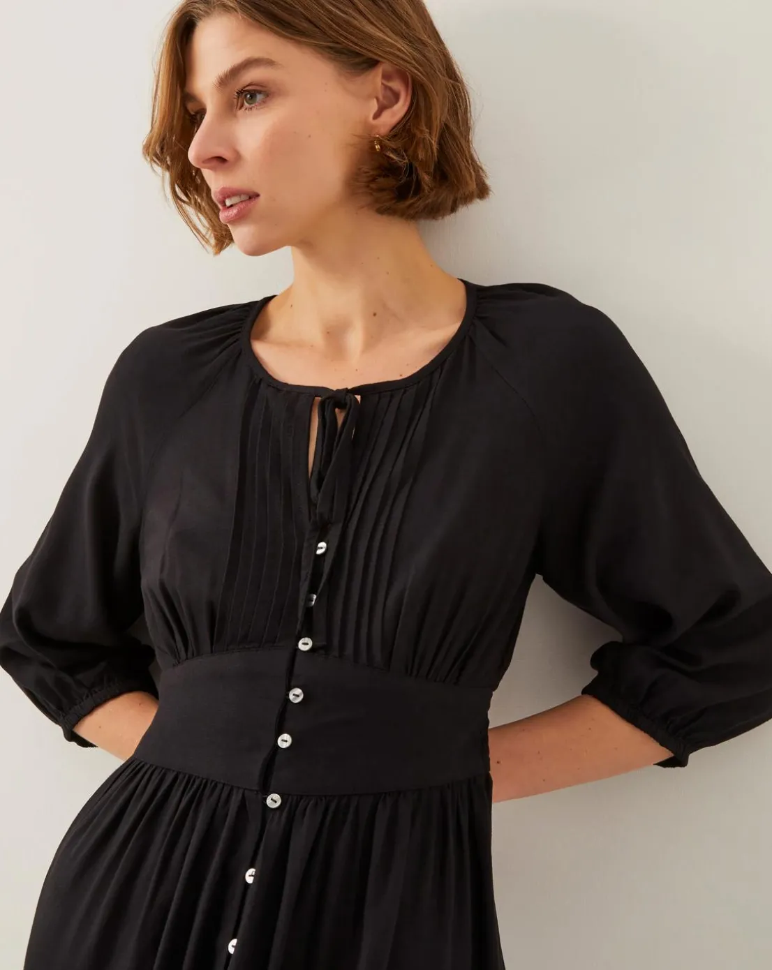 Monsoon Polly Pintuck Pleat Midi Dress