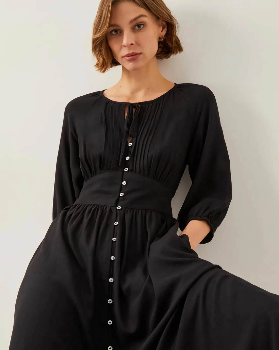 Monsoon Polly Pintuck Pleat Midi Dress