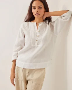 Monsoon Rosa Bib Linen Blouse