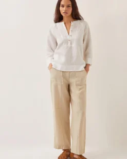 Monsoon Rosa Bib Linen Blouse