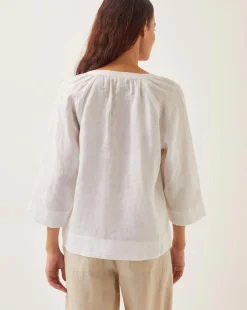 Monsoon Rosa Bib Linen Blouse