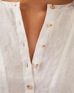 Monsoon Rosa Bib Linen Blouse