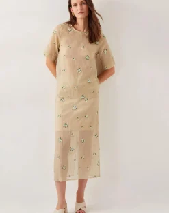 Monsoon Sacha Embroidered Midi Skirt