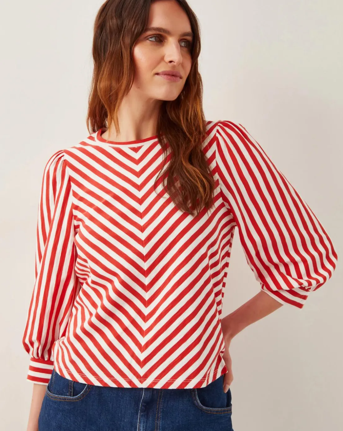 Monsoon Sally Stripe Jersey Top