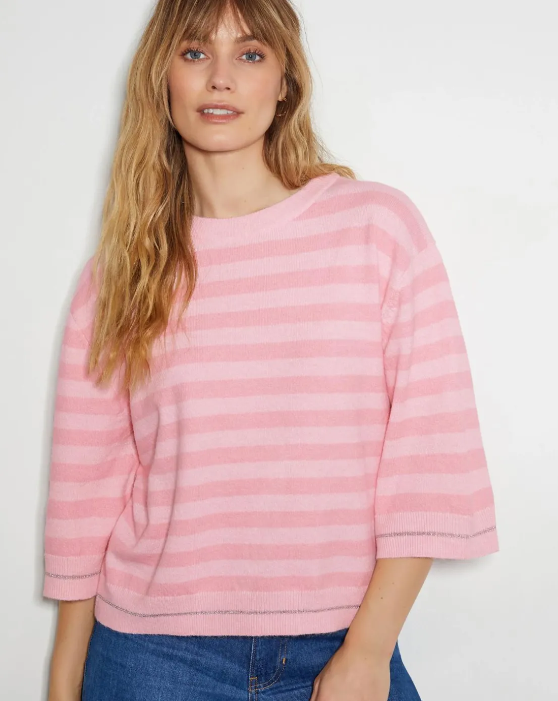 Monsoon Sammi Stripe Crop Sleeve Jumper