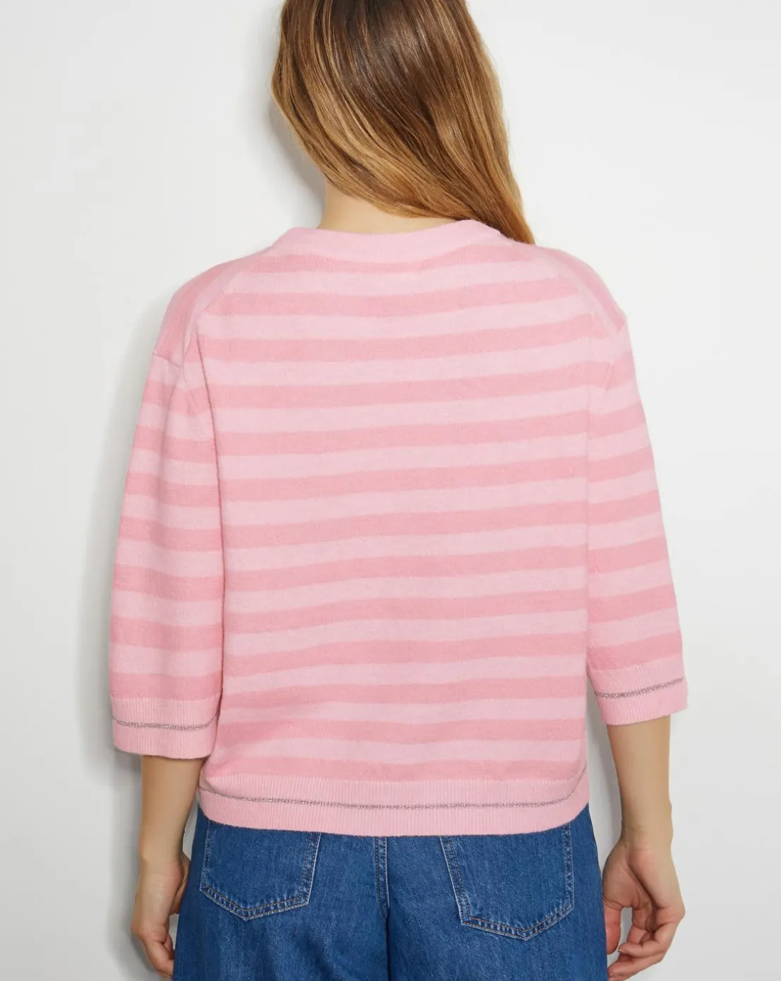 Monsoon Sammi Stripe Crop Sleeve Jumper