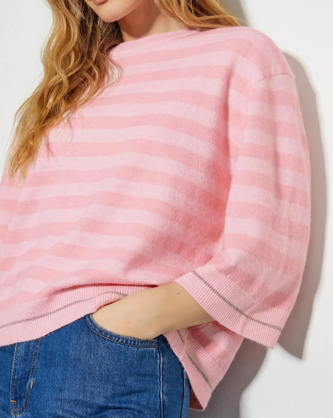 Monsoon Sammi Stripe Crop Sleeve Jumper
