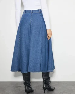 Monsoon Sara Denim A-Line Midi Skirt
