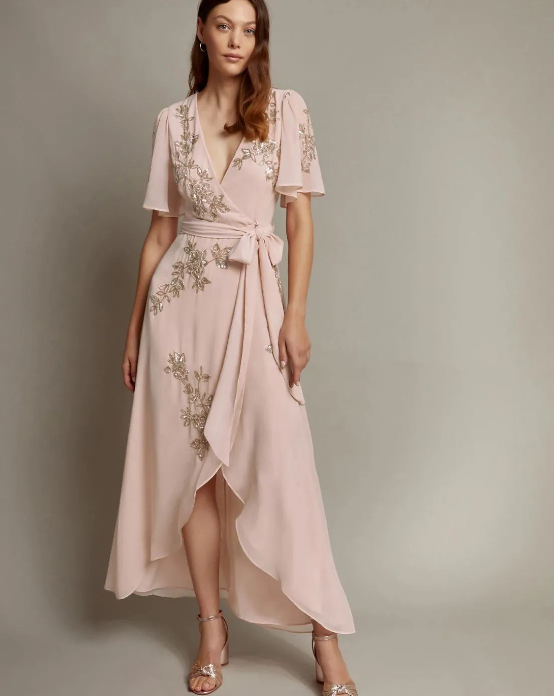 Monsoon Sarah Embellished Wrap Dress