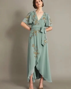 Monsoon Sarah Embellished Wrap Dress