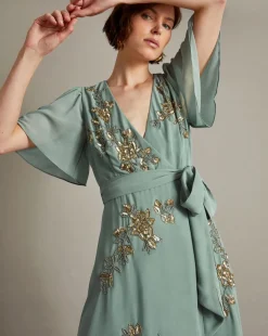 Monsoon Sarah Embellished Wrap Dress