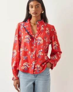 Monsoon Sarah Frill Floral Print Shirt
