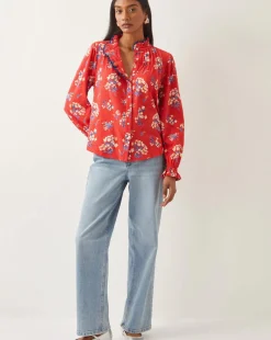Monsoon Sarah Frill Floral Print Shirt