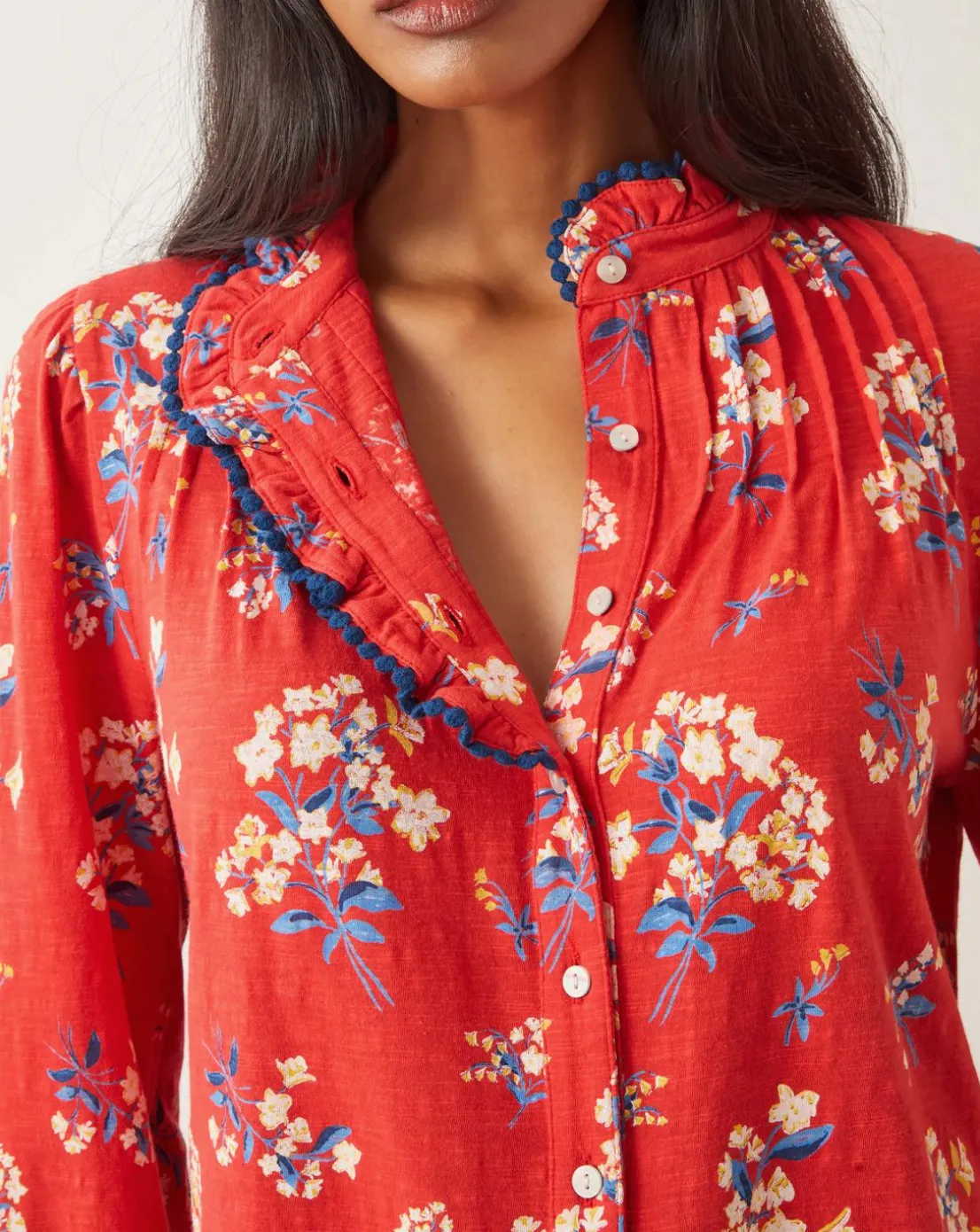 Monsoon Sarah Frill Floral Print Shirt
