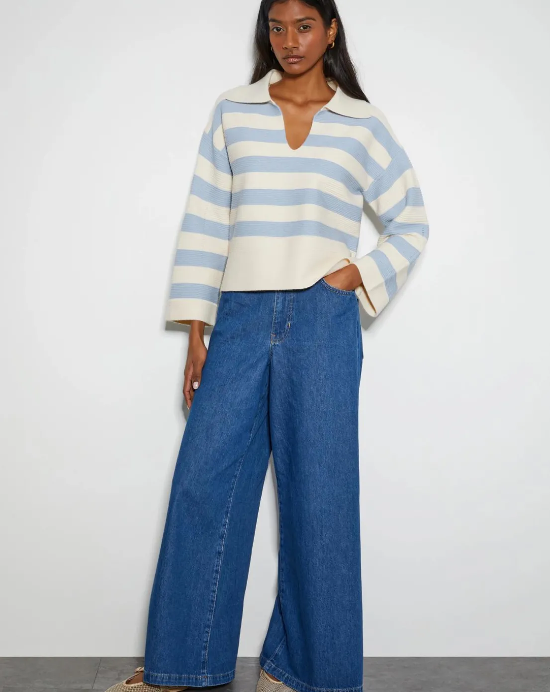 Monsoon Shay Stripe Collar Jumper