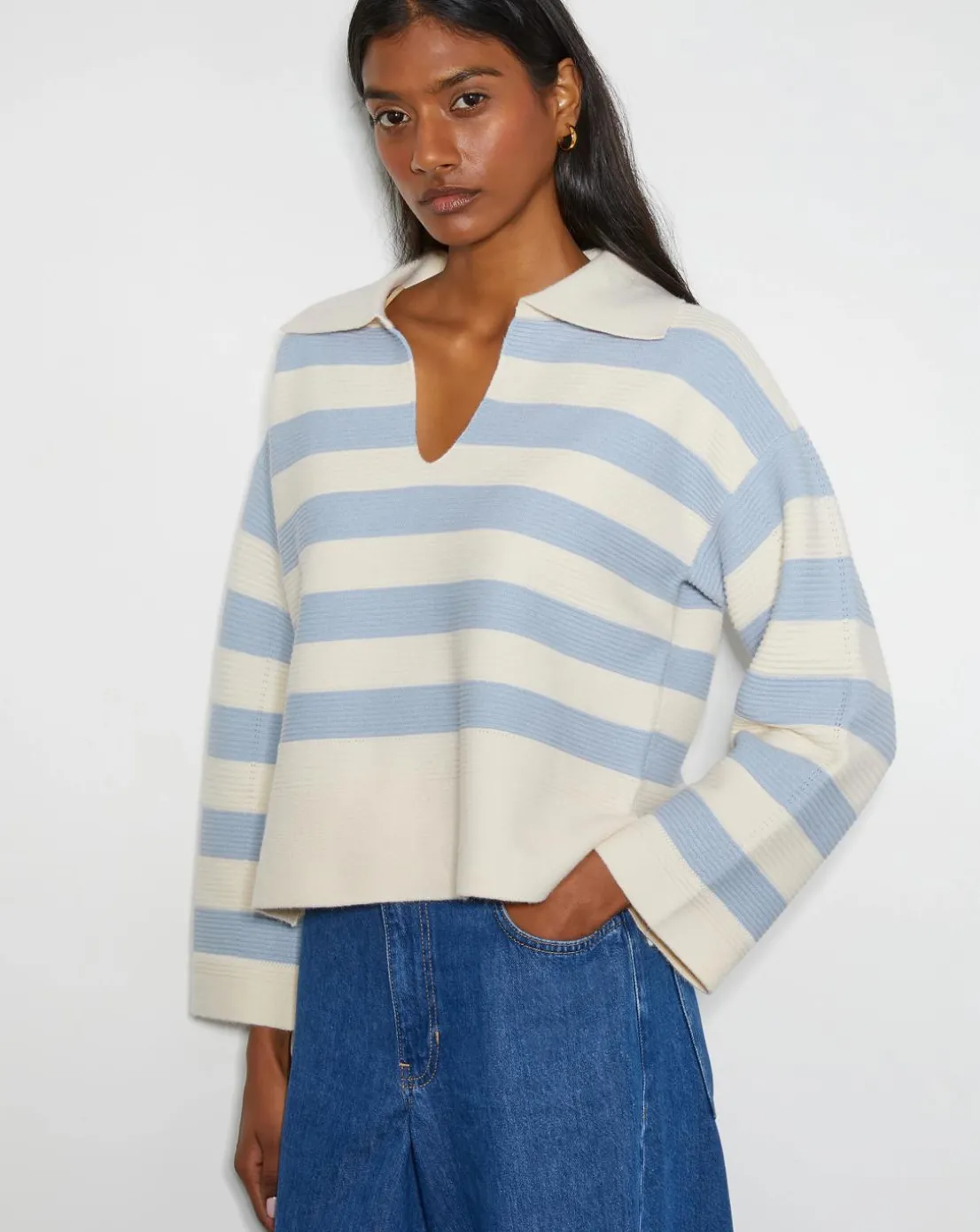 Monsoon Shay Stripe Collar Jumper