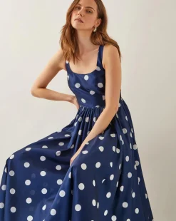 Monsoon Sicily Polka Dot Fit & Flare Midi Dress