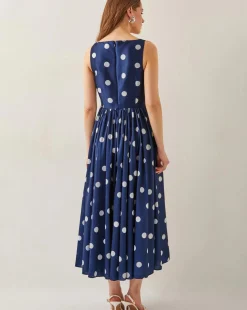 Monsoon Sicily Polka Dot Fit & Flare Midi Dress