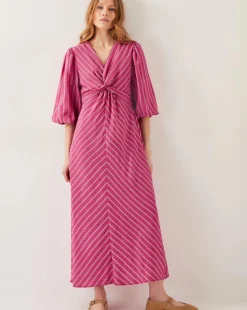 Monsoon Stella Stripe Twist-Front Maxi Dress