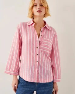 Monsoon Tyra Linen-Blend Stripe Shirt