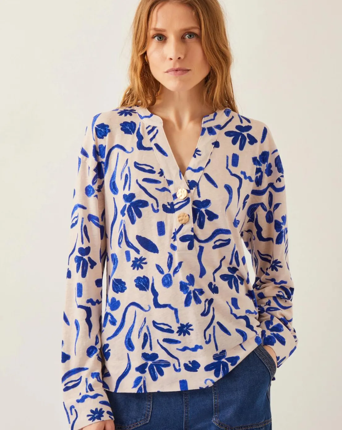 Monsoon Ulla Floral Linen-Blend Top