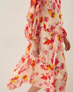Monsoon Vanna Frill Floral Print Midi Dress