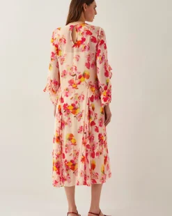 Monsoon Vanna Frill Floral Print Midi Dress