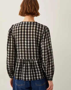 Monsoon Violet Bow Check Blouse