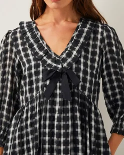 Monsoon Violet Check Bow Maxi Dress