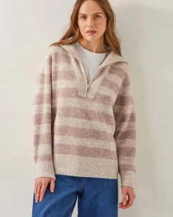 Monsoon Zia Stripe Half-Zip Jumper