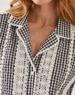 Monsoon Zoe Lace Gingham Cotton Shirt